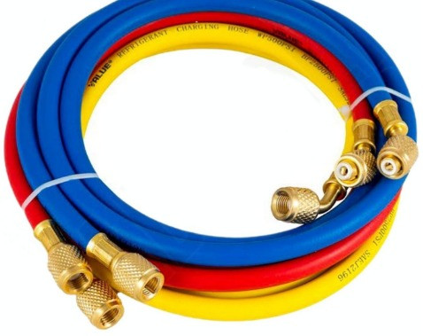 نمای جزئیات سر شلنگهای ست سهتایی ولیو 100 سانت گاز R410a
