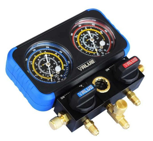 نمای جزئیات گیجهای دوقلو منیفولد ولیو مدل VRM2-B0401 R22 - R410A