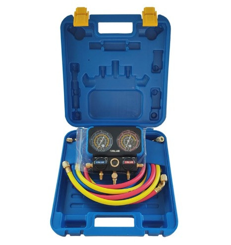 نمای اتصالات و شلنگهای منیفولد گیج سرویس R22 - R410A مدل VRM2-B0401