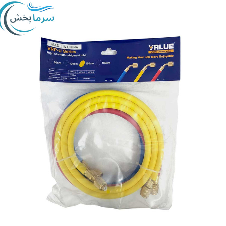 ست سه تایی شلنگ گیج دوقلو ولیو مخصوص R410 با طول ۱۵۰ سانتی متر